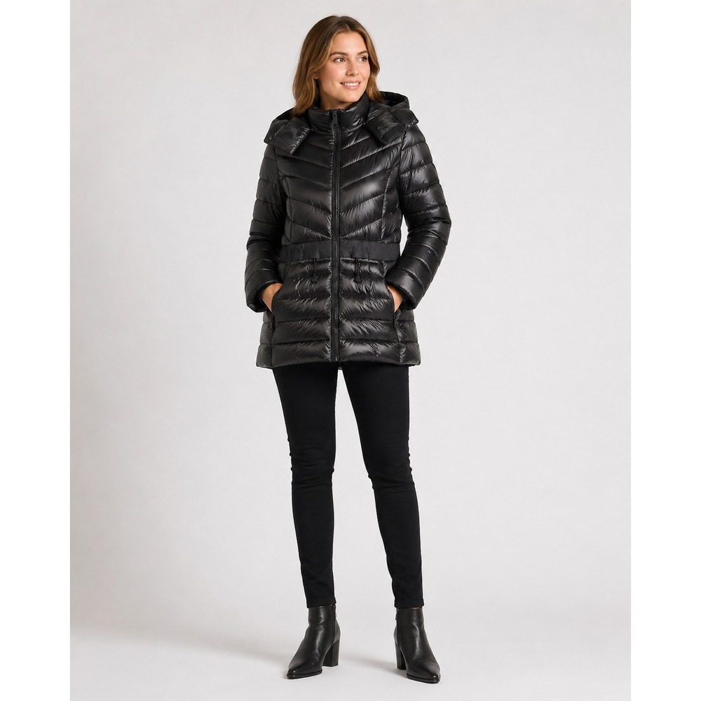 Pajar Canada Quilted Puffer Jacket Womens XL Black 3M Thinsulate Packable Hooded